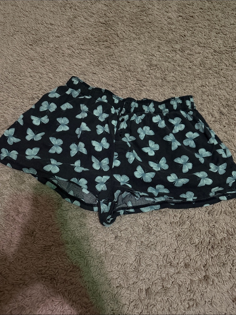 Victoria's Secret Black Floral Sleep Shorts with Mint Flowers